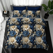 Designer Blue and White Flowers Duvet Cover