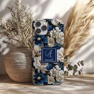 Designer Blue Flowers Chic iPhone Case Floral Cove