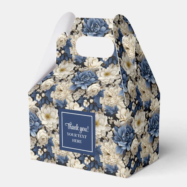 Designer Blue Flowers Personalized Favor Box (Designer Blue Flowers Personalized Favor Box)
