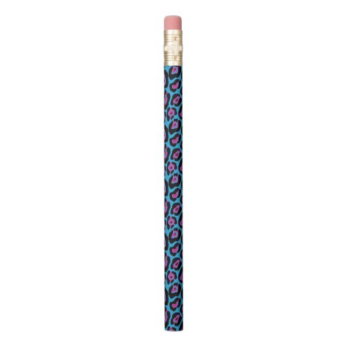 Designer BluePink Leopard Print Pencils