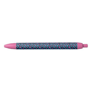Designer Blue/Pink Leopard Print Pens