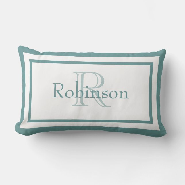 Designer Blue/White Monogram Name Keepsake Pillow (Front)