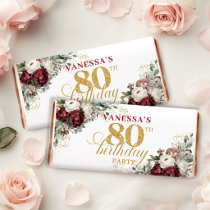 Designer Blush Burgundy 80th Birthday Hershey Bar