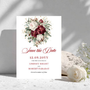 Designer Blush Burgundy Gold Save The Date