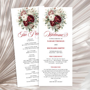Designer Blush Burgundy Gold Wedding Program