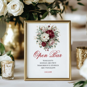 Designer Blush Burgundy Open Bar Tabletop Sign