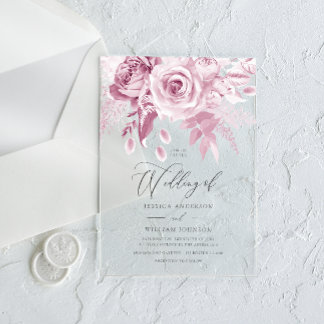 Designer Blush Pink Wedding Acrylic Invitations