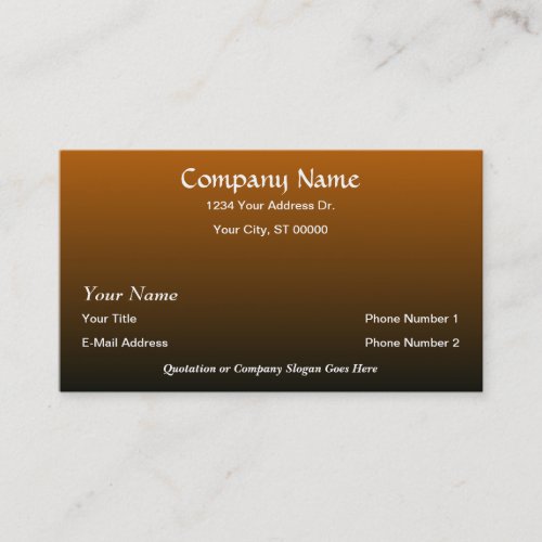 Designer Burnt Orange Black Fade Business Cards