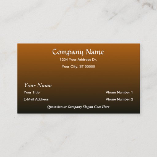 Customizable Designer Burnt Orange Black Fade Business Cards