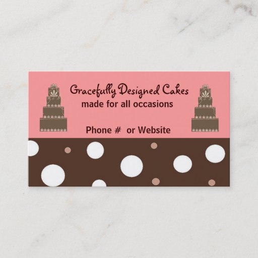 Customizable Designer Cakes Pink and Chocolate Business Card Template