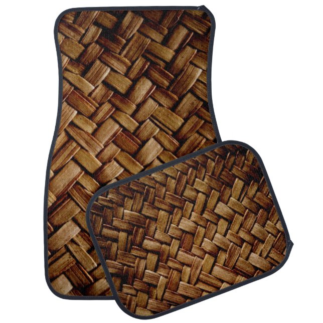 Designer Car Mats - Faux Brown Straw Gifts - Cars (Set)