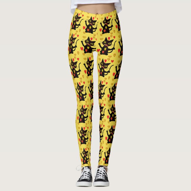 Designer Cats and Hearts Leggings (Front)