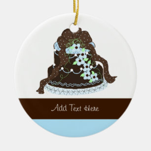 Designer Chocolate Wedding Cake Ceramic Ornament