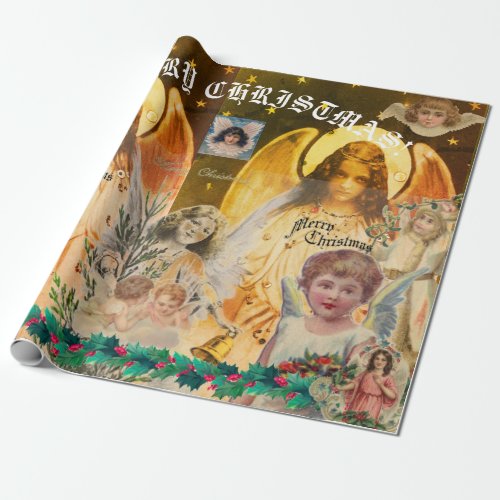 DESIGNER CHRISTMAS ANGEL COLLAGE Wrapping Paper