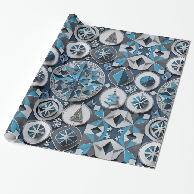 Designer Christmas Pattern Wrapping Paper (Unrolled)