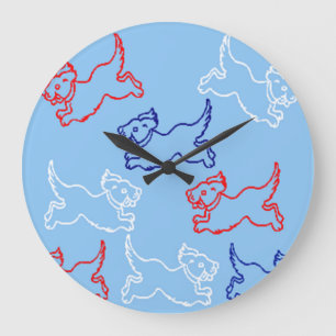 Designer Clocks - Dog Designs - Red White & Blue