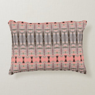 Designer Coral and Grey Patterned Accent Pillow