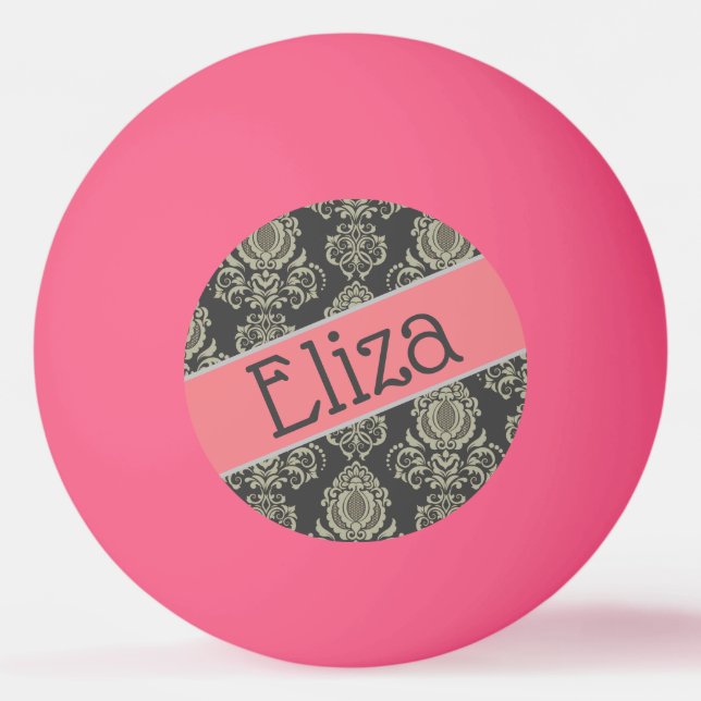 Designer Damask Name Personalized Ping Pong Ball (Front)