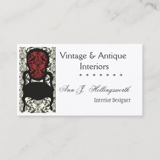 Customizable Victorian  Lace Damask Chair Business Card Template