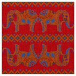 Designer Fabrics - Natural Linen- Elephants Fabric