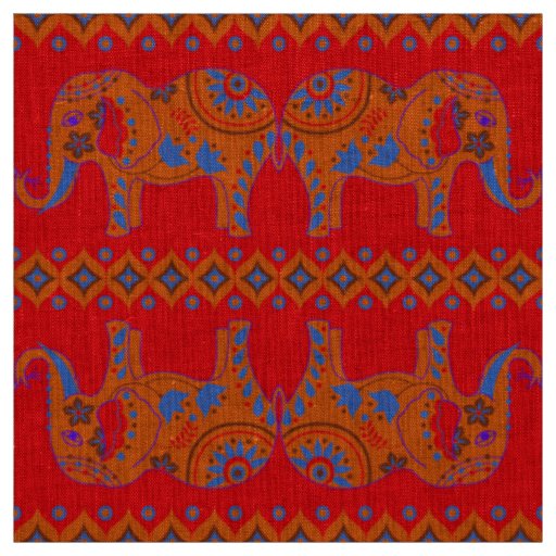 Designer Fabrics - Natural Linen- Elephants Fabric