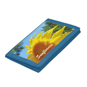 Designer Fashion Wallets Yellow Sunflower Blue