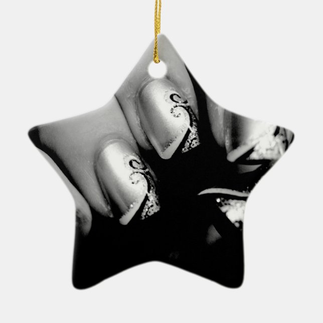 Designer Fingernails Ceramic Ornament (Front)
