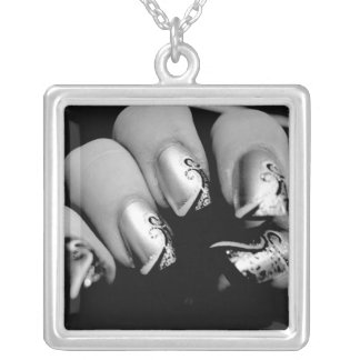 Designer Fingernails Silver Plated Necklace