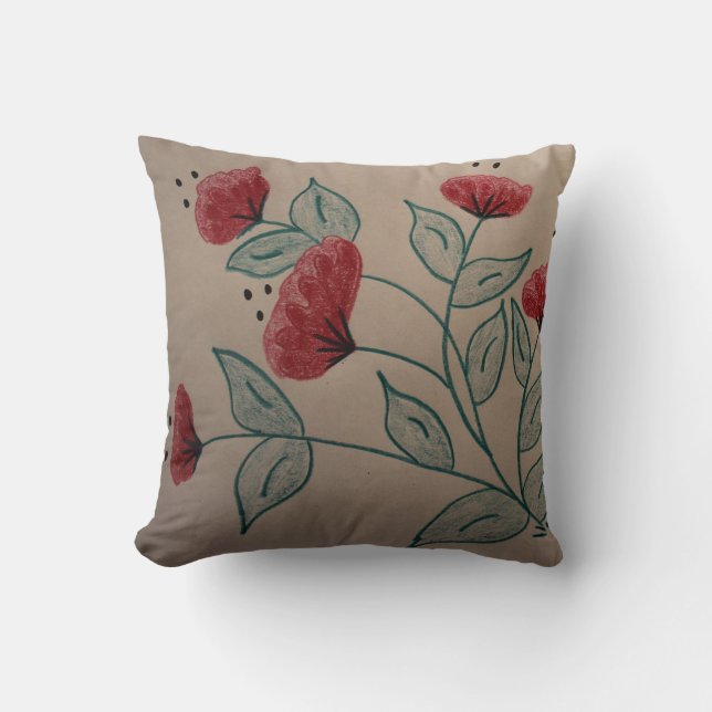 Designer Floral Cusion Throw Pillow (Front)