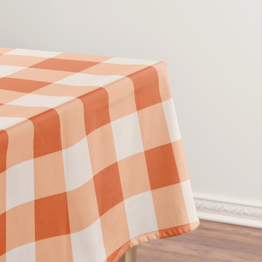 Designer gingham pattern orange tablecloth