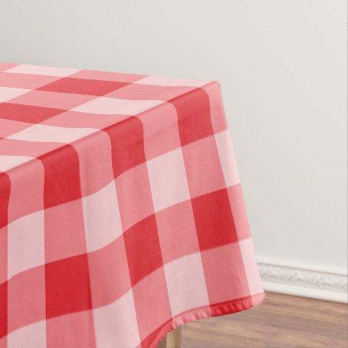 Designer gingham pattern red and white tablecloth