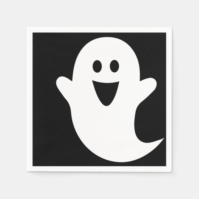 Designer Halloween, Ghost on Black Napkins (Front)