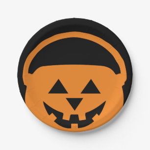 Designer Halloween, Jackolantern on Black Paper Plates