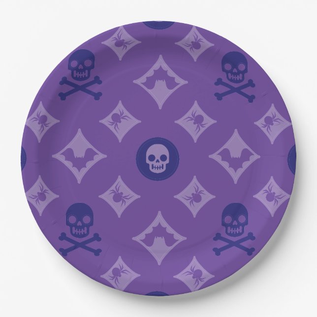 Designer Halloween, Louis Skulls  Paper Plates (Front)