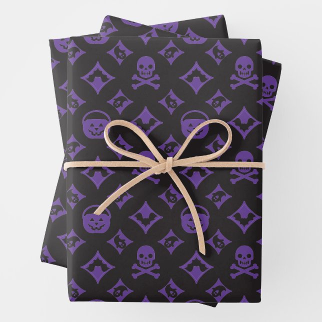 Designer Halloween! Vuitton Purple Wrapping Paper Sheets (In situ)