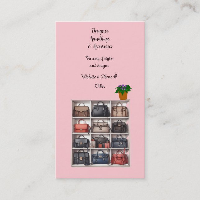 Designer Handbags With Accessories Business Card (Front)