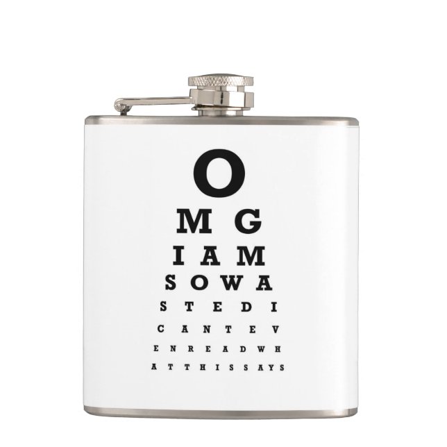 Designer Hip Flask 7 Oz - Nutcase - OMG Eye Test (Front)