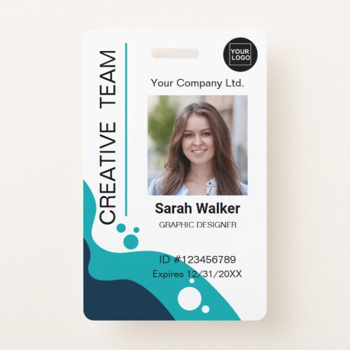 Designer ID Employee Photo Logo Name blue_turquois Badge