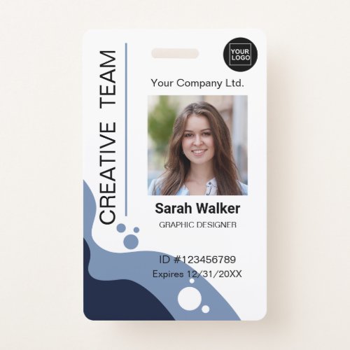 Designer ID Employee Photo Logo Name dusty blue Badge