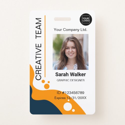 Designer ID Employee Photo Logo Name yellow_blue Badge