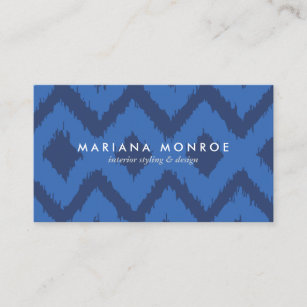 DESIGNER IKAT PATTERN in BLUE II Business Card