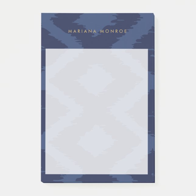 DESIGNER IKAT PATTERN in BLUE Personalized Post-it Notes (Front)
