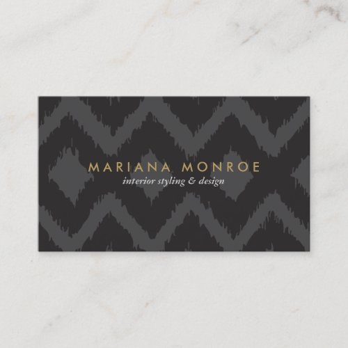 DESIGNER IKAT PATTERN in DARK GRAY Business Cards