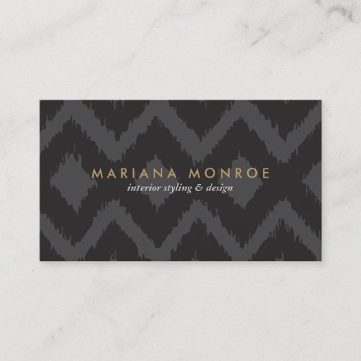 Customizable DESIGNER IKAT PATTERN in DARK GRAY Business Cards