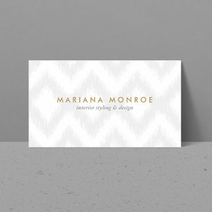 DESIGNER IKAT PATTERN in GRAY/WHITE Business Card