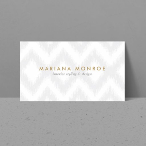 Customizable DESIGNER IKAT PATTERN in GRAY/WHITE Business Card Templates