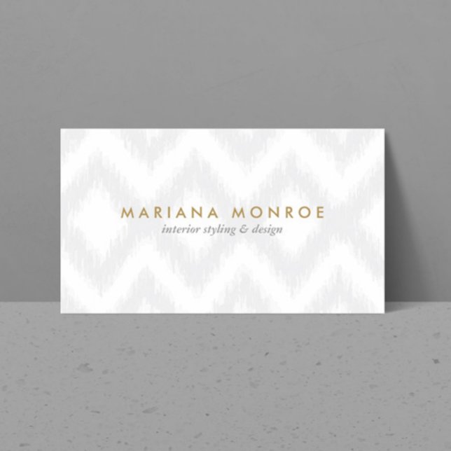 DESIGNER IKAT PATTERN in GRAY/WHITE Business Card (Creator Uploaded)