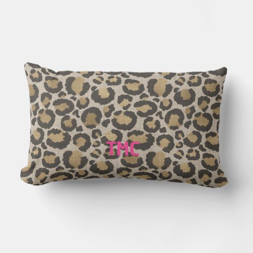 Designer Leopard Print Chic Monogram Initials Fun  Lumbar Pillow