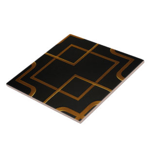 Designer Liquid Gold Black Monochrome Home Backspl Ceramic Tile