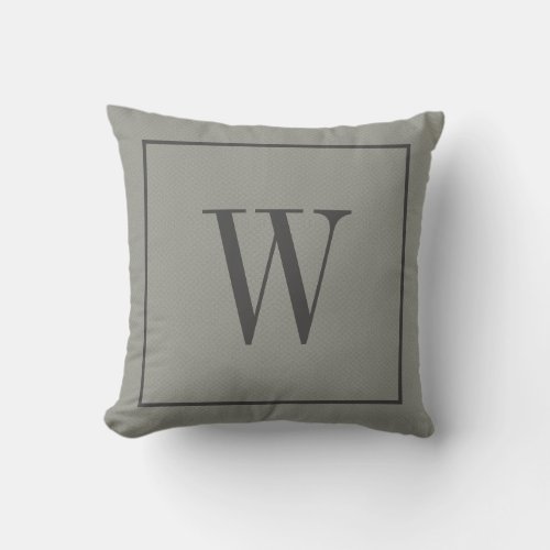 Designer Monogram Inital Faux Texture Gray Throw Pillow